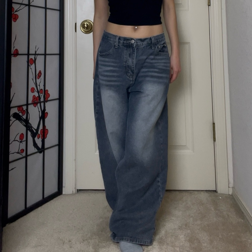 MUSINSA - Good Life Works GLW. | Washed Blue Denim Baggy Wide-Leg Jeans Pants